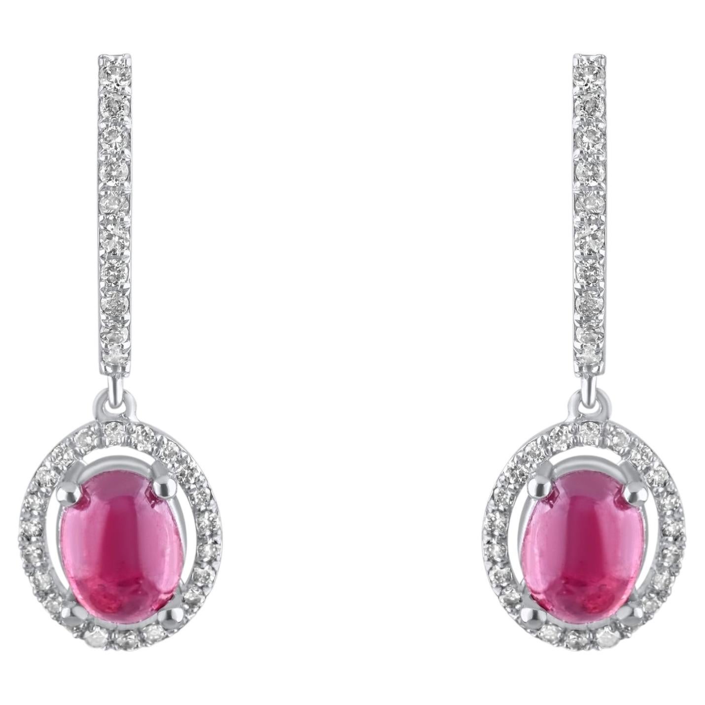 Pendientes de gota con rubí natural y diamantes de 5,65 quilates, certificados por el IGI, en oro de 14K en venta
