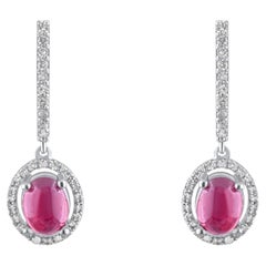 Boucles d'oreilles pendantes en or 14 carats, ornées d'un rubis naturel de 5,65 carats et de diamants, certifiées par l'IGI