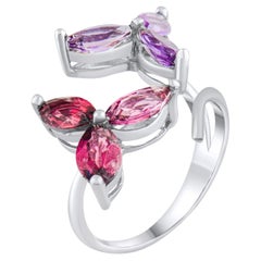 IGI Certified 5.70 Carat Amethyst and Rhodolite Garnet Ring 14K Gold