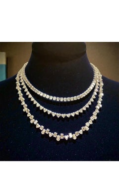 IGI-zertifiziert 57,00 Karat Multi-Shape Diamanten FG/VS-SI Tennis 14K Gold Halskette