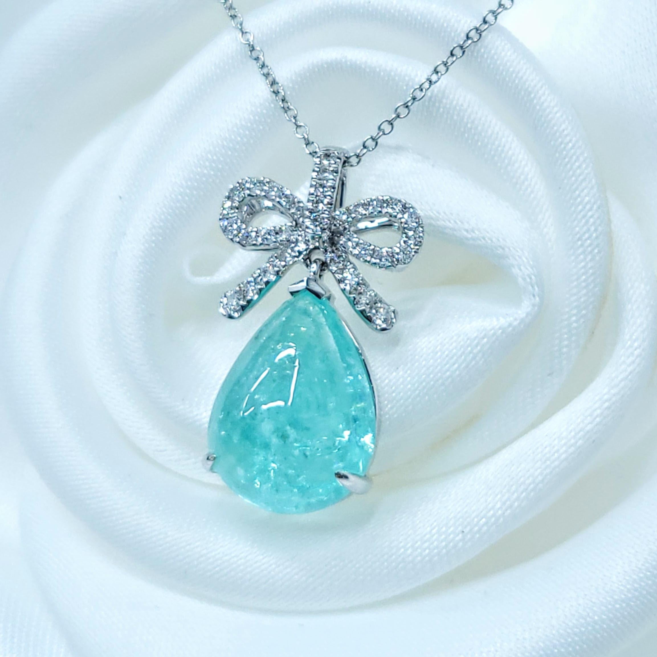 da uomo o donna Ciondolo con paraiba e diamanti da 5,76 carati certificato IGI in oro bianco 18 carati in vendita