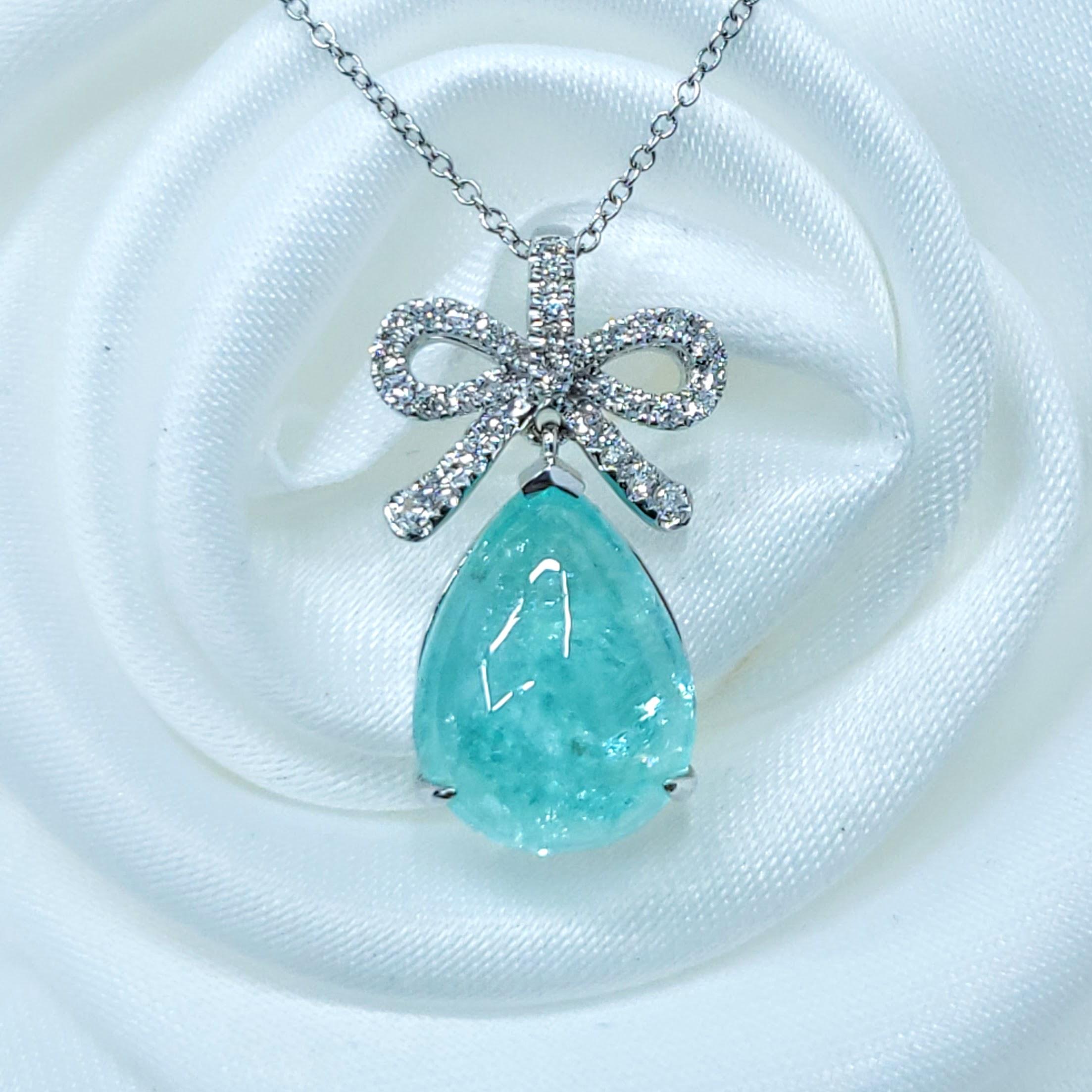 Ciondolo con paraiba e diamanti da 5,76 carati certificato IGI in oro bianco 18 carati in vendita 2