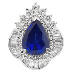 IGI Certified 5.79ct Kashmir Sapphire Vivid Blue 1.73ct Diamonds Platinum Ring