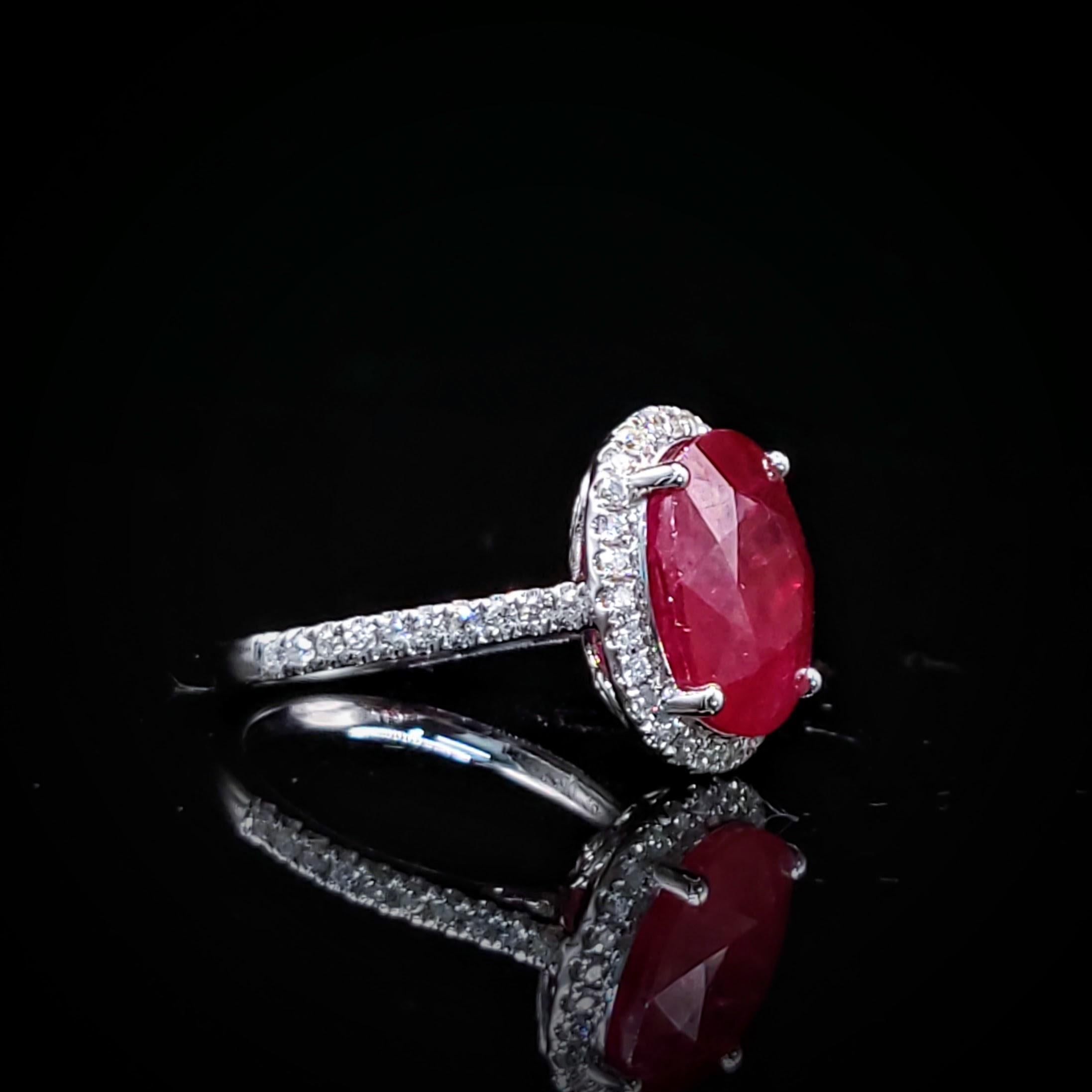 IGI-zertifizierter Ring mit 5,90 Karat Rubin und Diamant aus 18 Karat Weißgold im Angebot 7