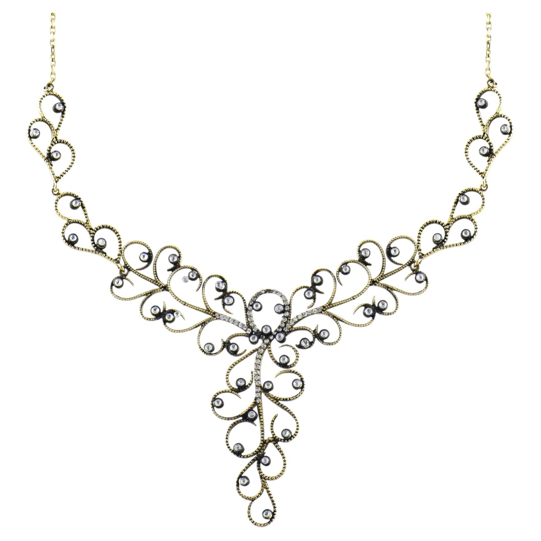 IGI Certified 5.95 Carat Natural Diamond Statement Necklace in 8K Gold