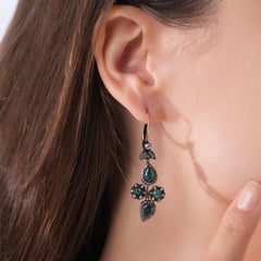 IGI Certified 6 Carat Natural Emerald and Diamond Drop Earrings in 8K Gold