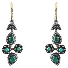 IGI Certified 6 Carat Natural Emerald and Diamond Drop Earrings in 8K Gold