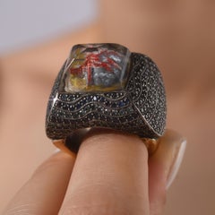 IGI zertifiziert 6,00 Karat Diamant und Saphir Seestern Motiv Aussage Ring