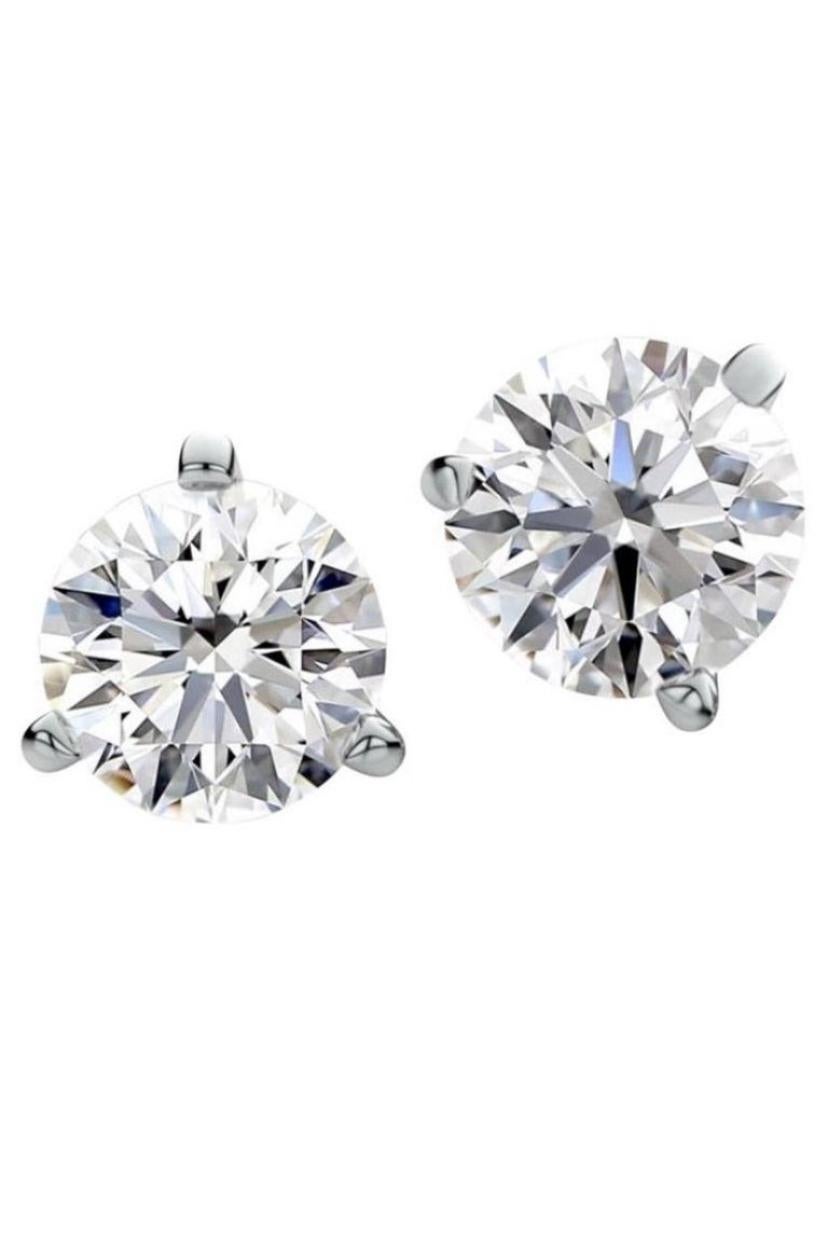 Round Cut IGI Certified 6.00 Carats EX EX EX  Natural Diamonds 18K Gold Earrings  For Sale