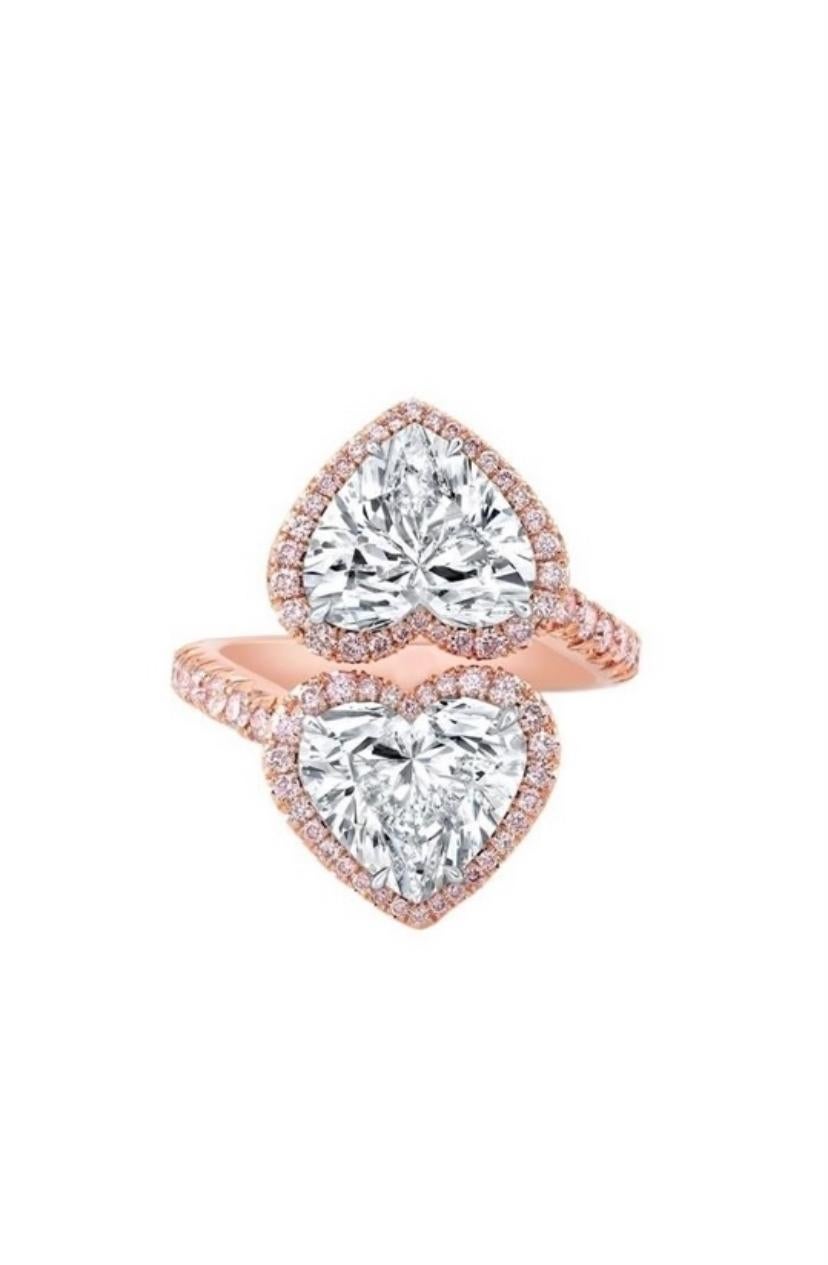Women's IGI Certified 6.00 Carats Natural Heart Diamonds  18K Gold Ring  For Sale