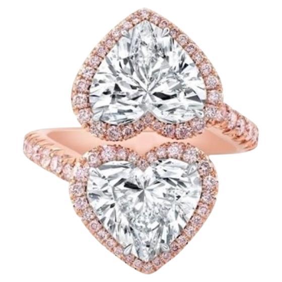 Diamants en forme de cœur naturel certifiés IGI de 6,00 carats  Bague en or 18K  en vente