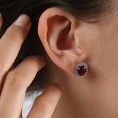 IGI Certified 6.02 Carat Natural Ruby and Diamond Drop Earrings in 18K Gold