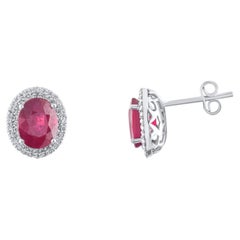 IGI Certified 6.02 Carat Natural Ruby and Diamond Drop Earrings in 18K Gold