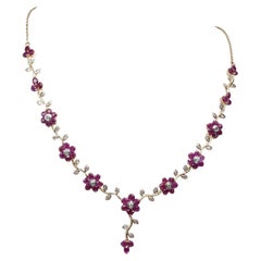 Collana con rubini e diamanti 6,05ct certificati IGI in oro giallo 18k