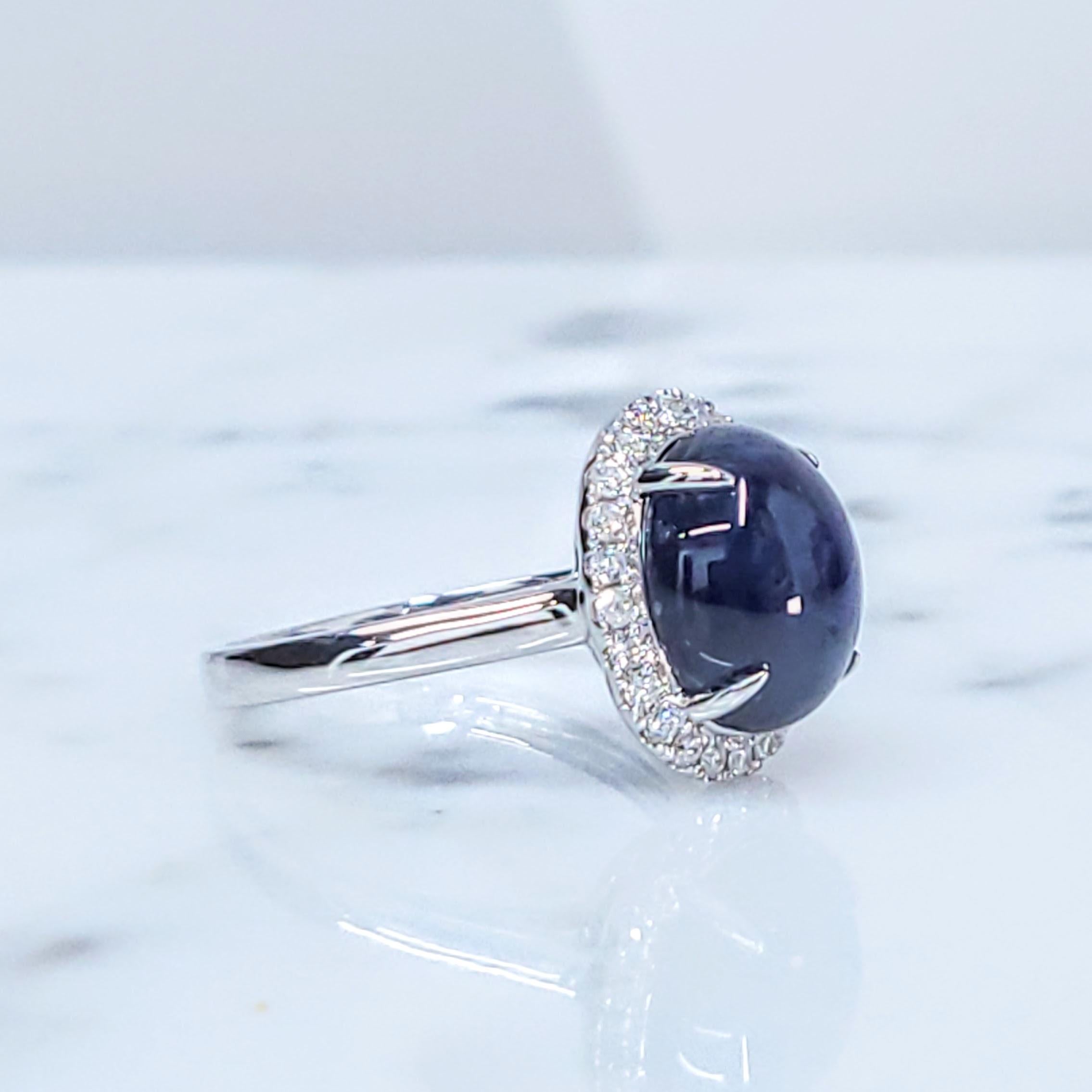 IGI-zertifizierter Ring aus 18 Karat Weißgold mit 6,16 Karat blauem Saphir und Diamant im Angebot 4