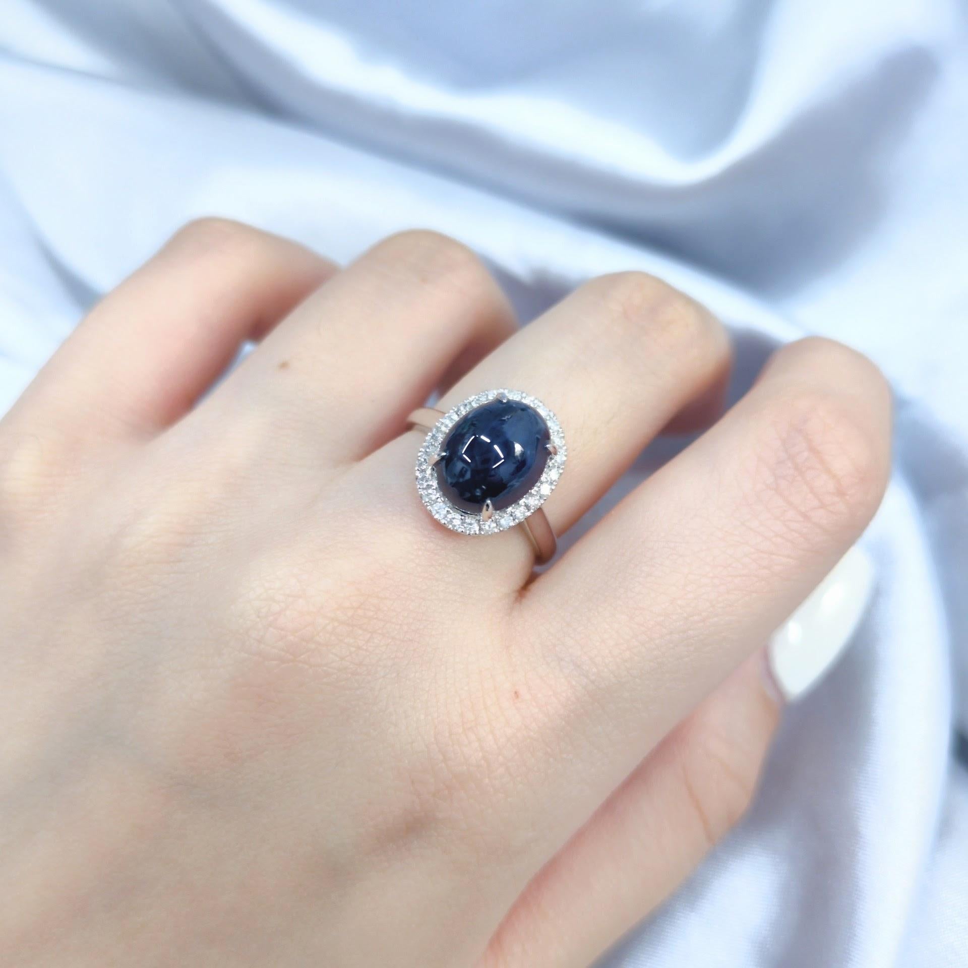 IGI-zertifizierter Ring aus 18 Karat Weißgold mit 6,16 Karat blauem Saphir und Diamant (Moderne) im Angebot