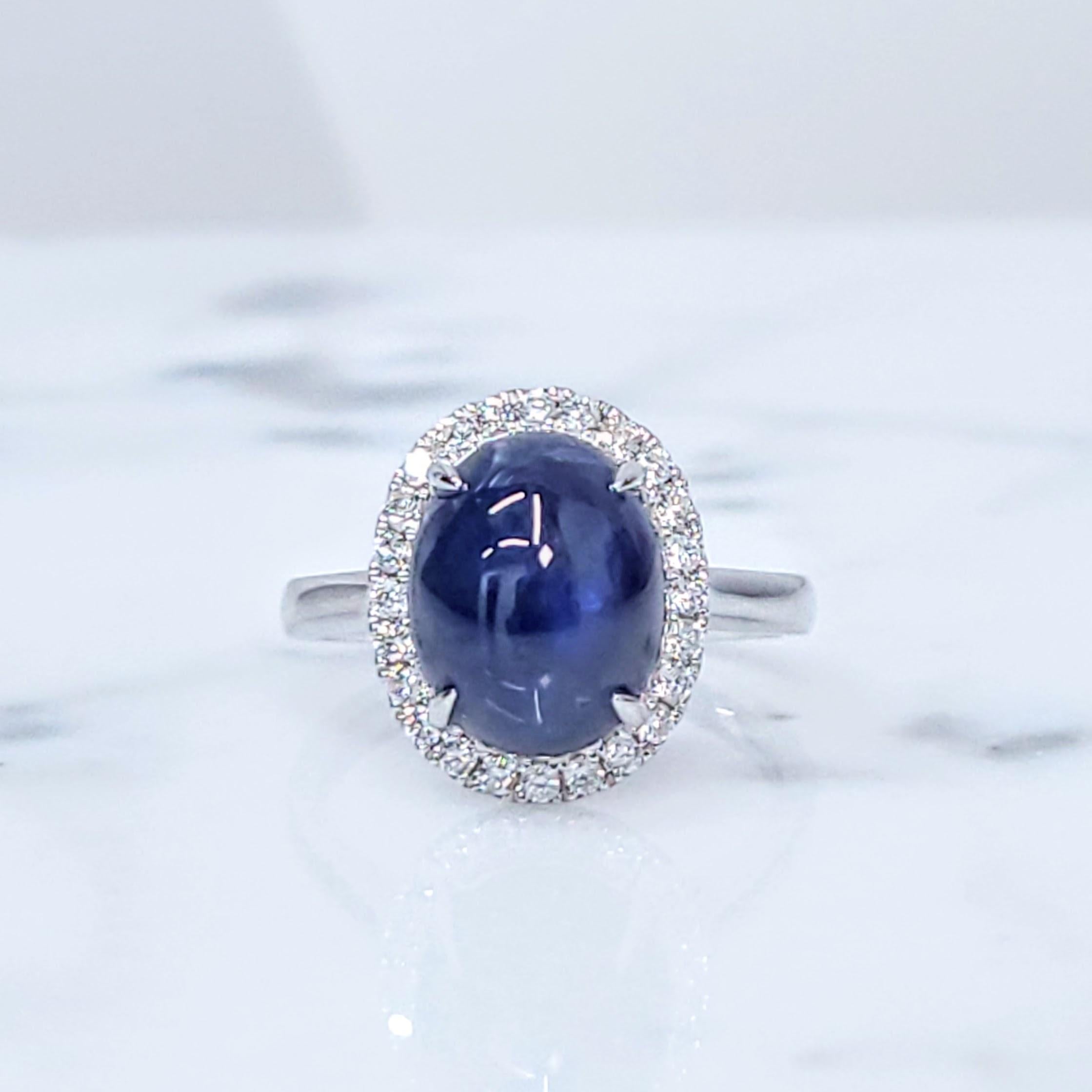 IGI-zertifizierter Ring aus 18 Karat Weißgold mit 6,16 Karat blauem Saphir und Diamant im Zustand „Neu“ im Angebot in KOWLOON, HK