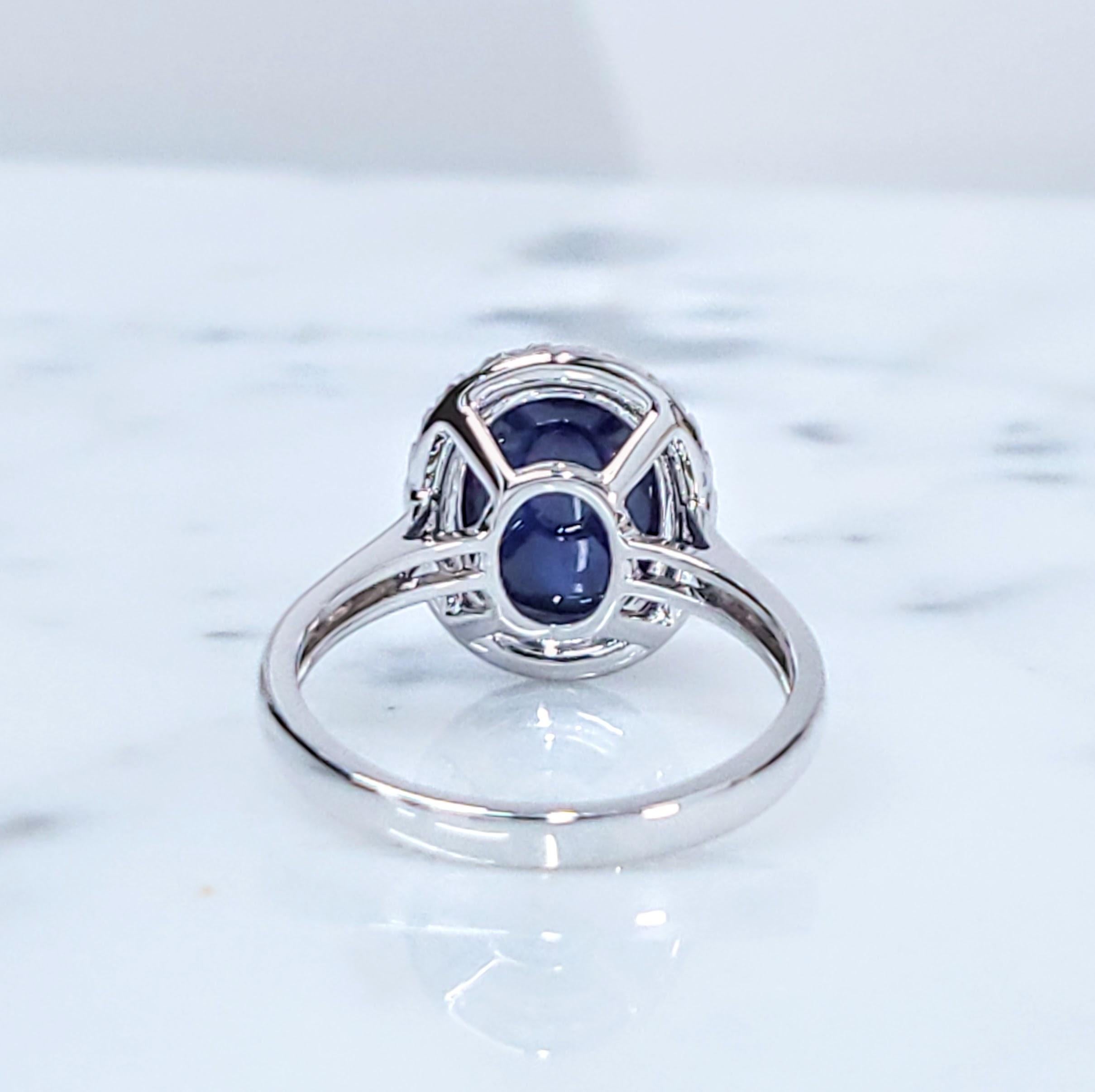 IGI-zertifizierter Ring aus 18 Karat Weißgold mit 6,16 Karat blauem Saphir und Diamant im Angebot 2