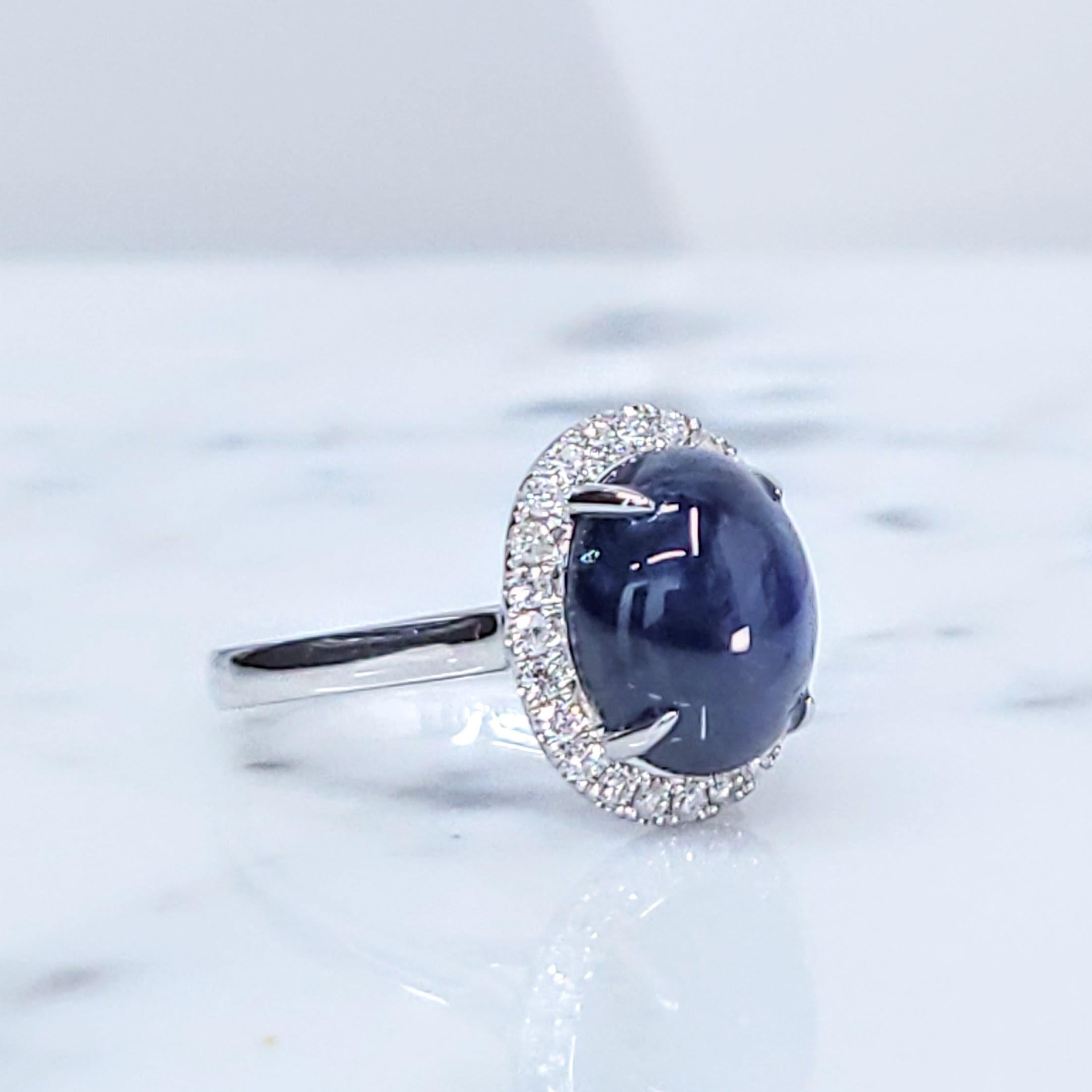 IGI-zertifizierter Ring aus 18 Karat Weißgold mit 6,16 Karat blauem Saphir und Diamant im Angebot 3