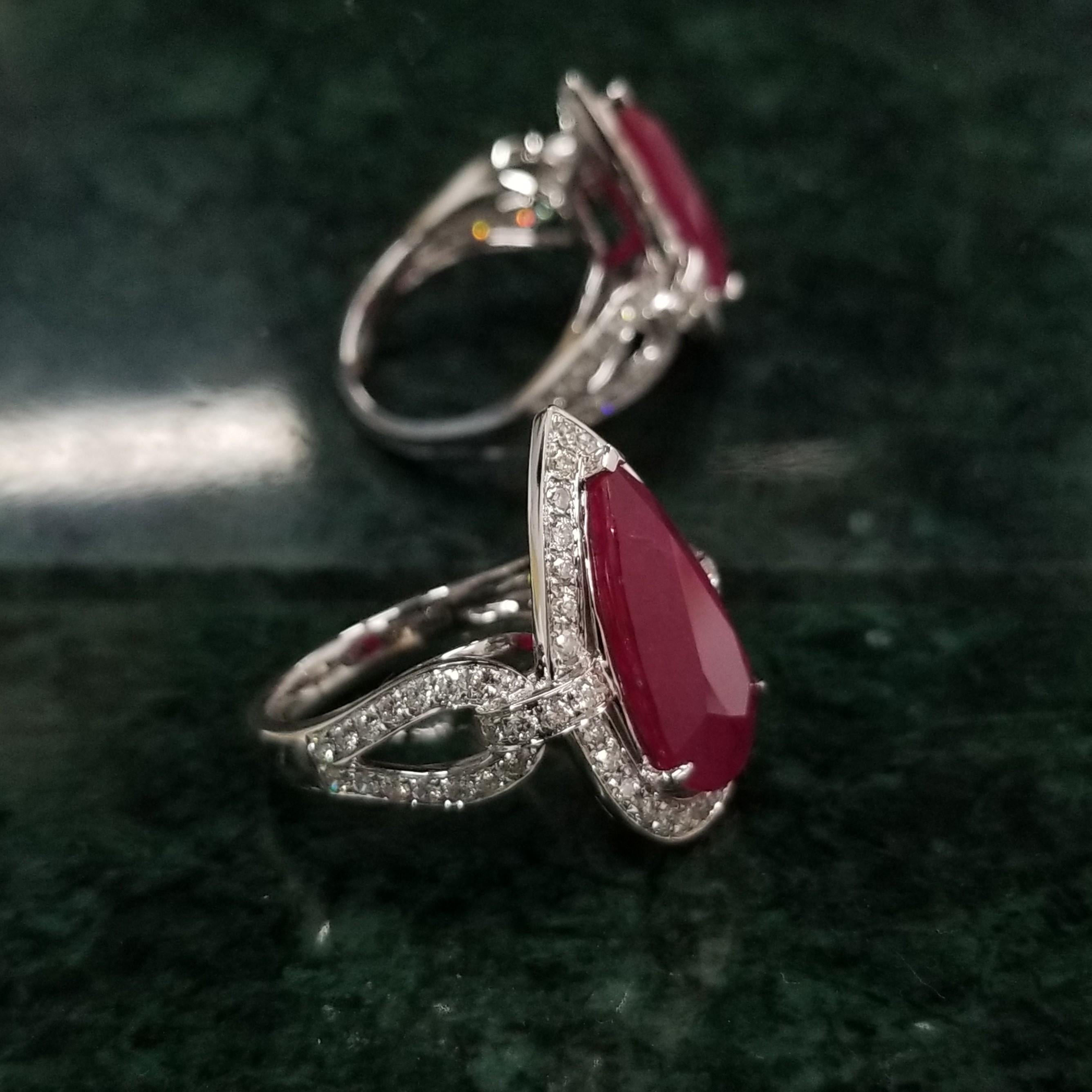 IGI Certified 6.45 Carat  Burma Ruby & Diamond Ring in 18K White Gold For Sale 3