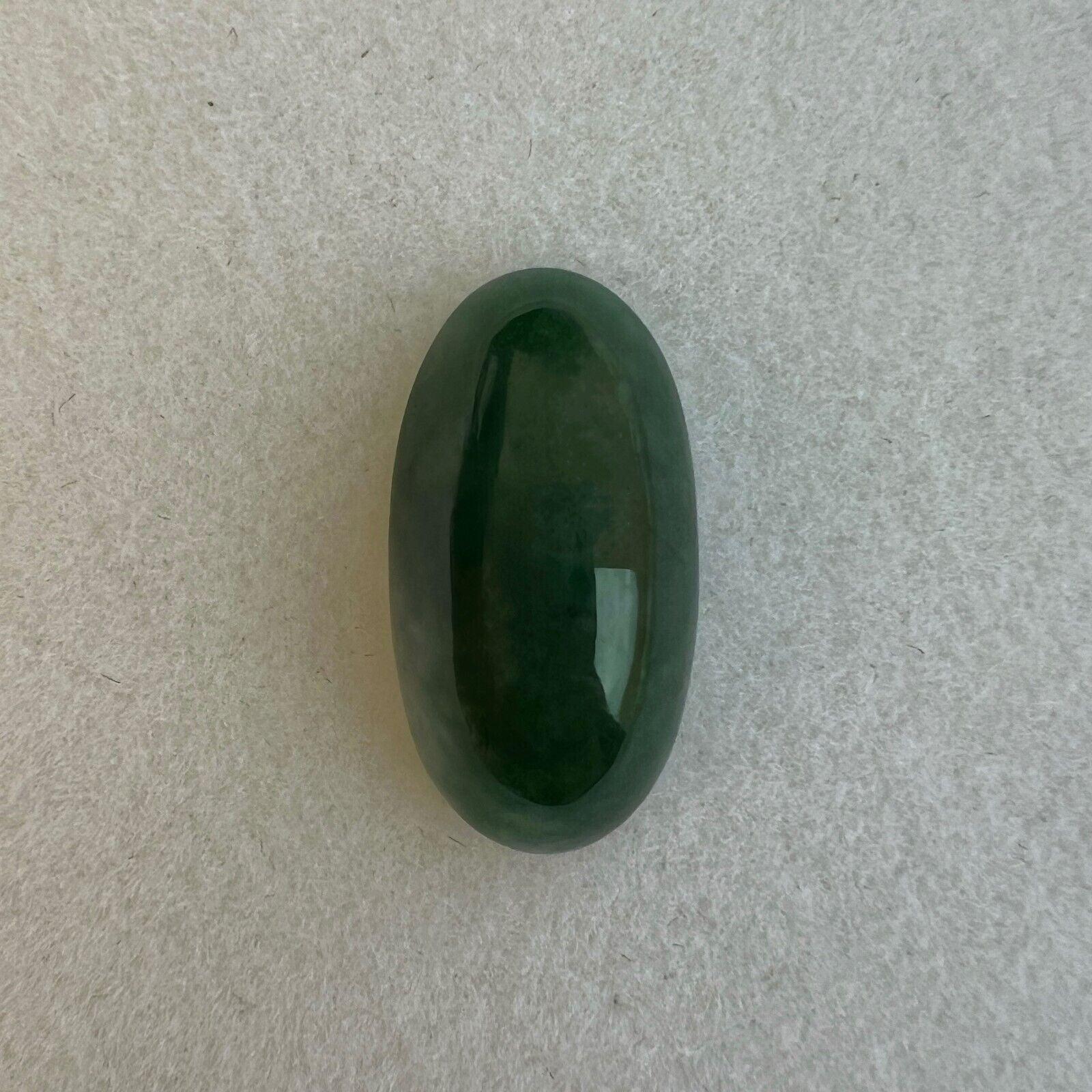 Oval Cut IGI Certified 6.49Ct Natural Deep Green Jadeite Jade ‘A’ Grade Oval Cabochon Gem