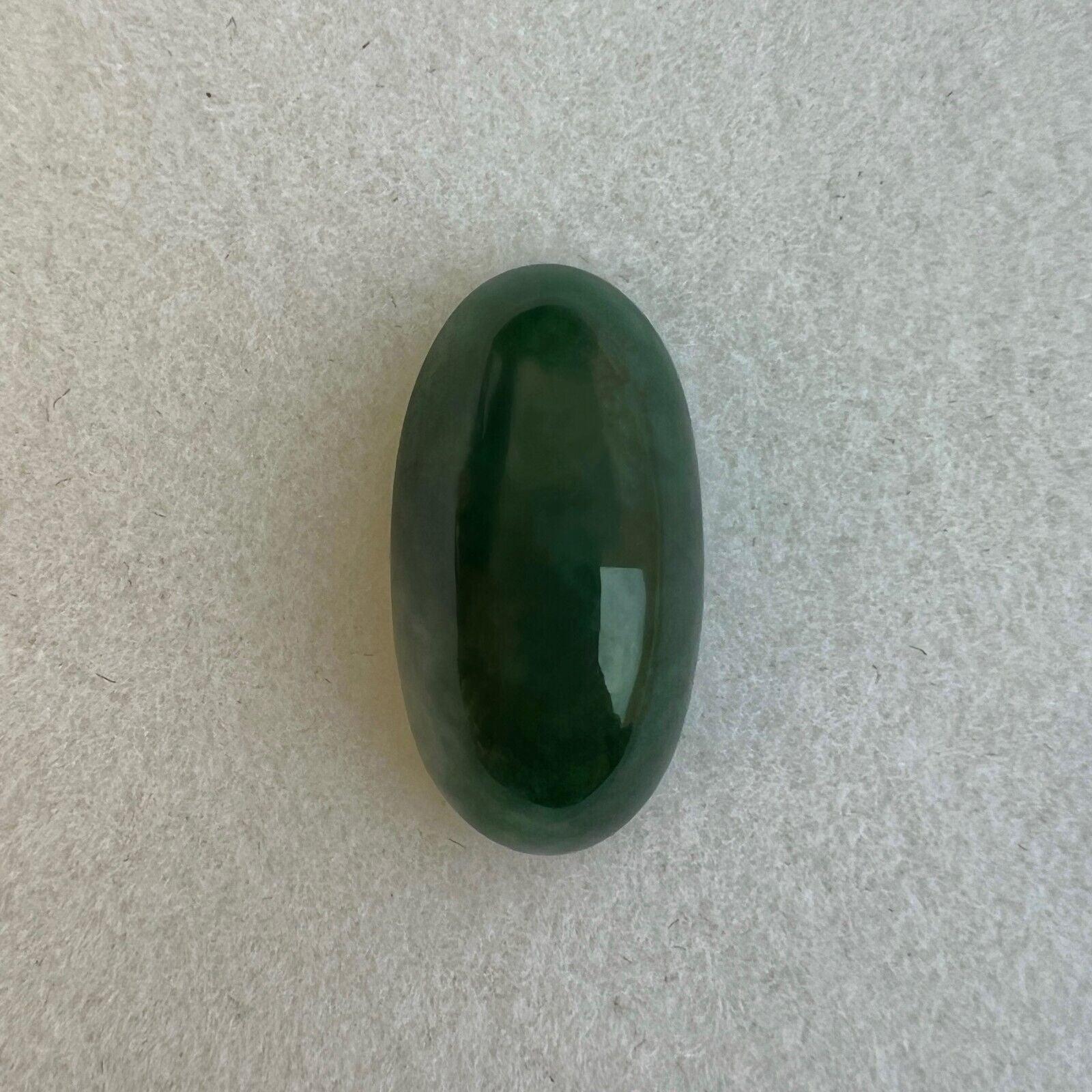 Women's or Men's IGI Certified 6.49Ct Natural Deep Green Jadeite Jade ‘A’ Grade Oval Cabochon Gem