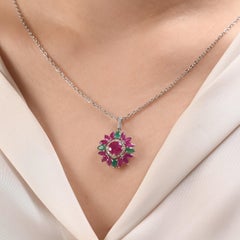 IGI Certified 6.55 Carat Natural Multi-Gemstone and Diamond Pendant in 18K Gold