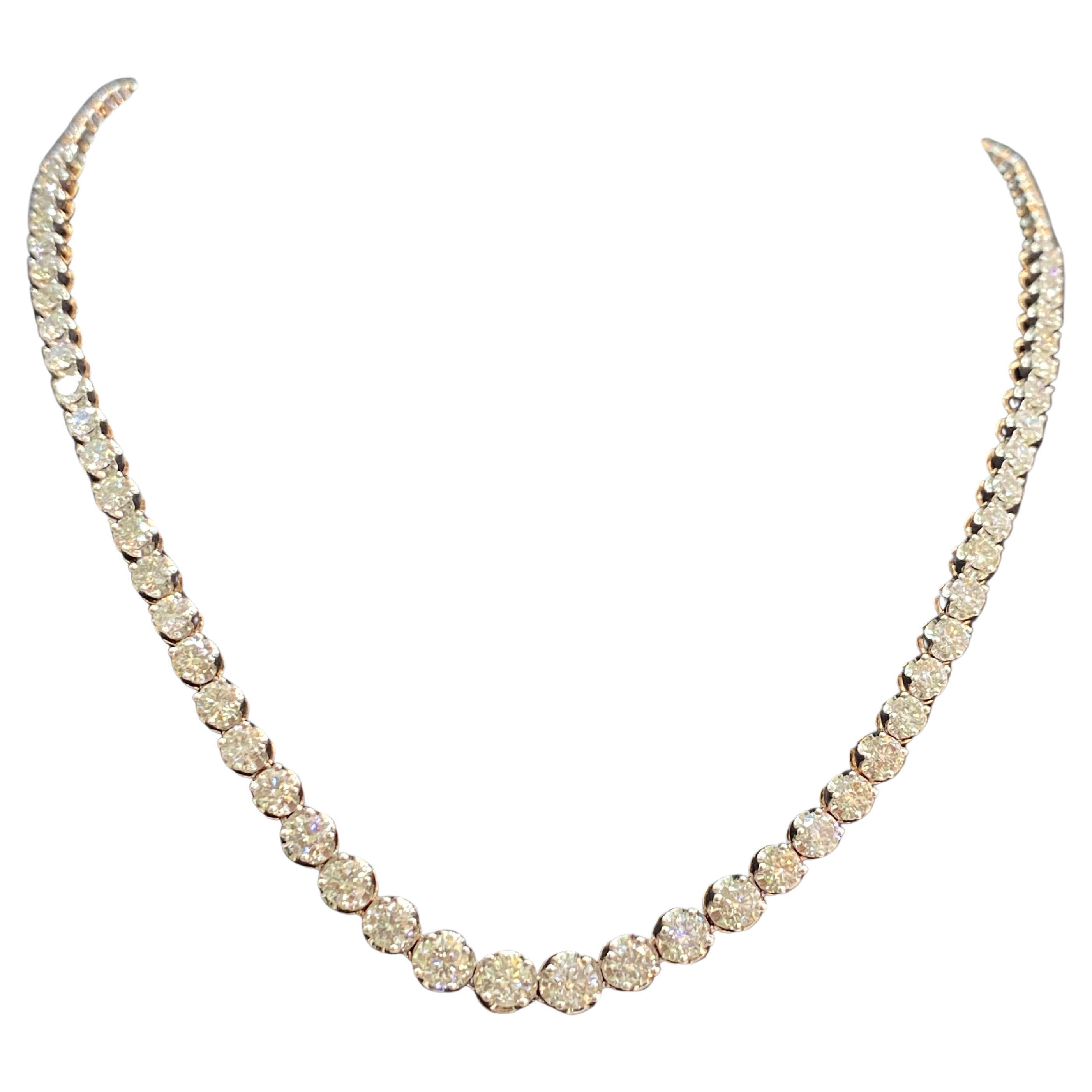 IGI Certified 6.60 Cts Round Brilliant Cut G-VS1 Diamonds Necklace 14K Rose Gold