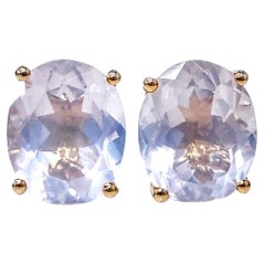 IGI Certified 6.63 Carat Rose Quartz Earrings in 18K Rose Gold
