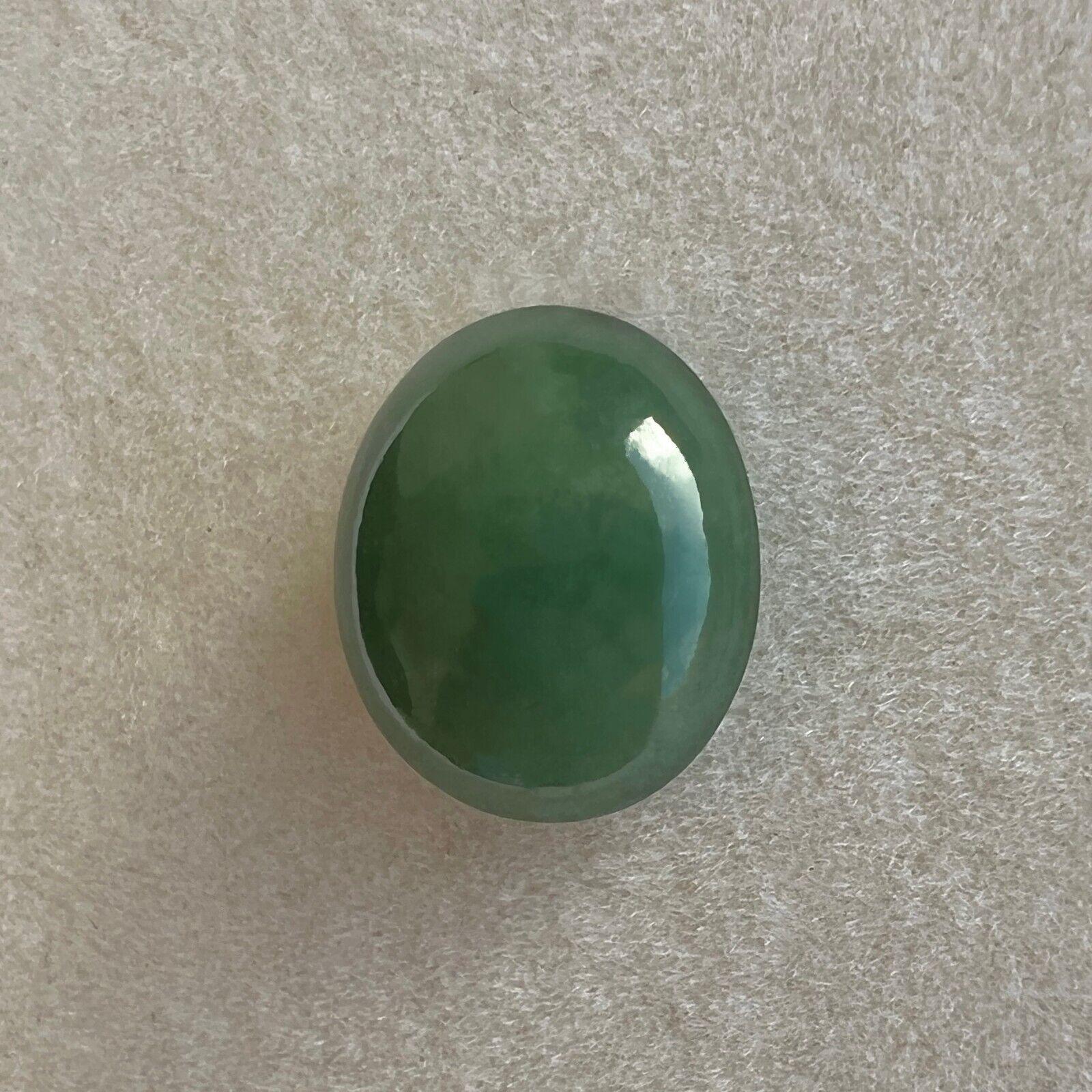 Oval Cut IGI Certified 6.67Ct Natural Green Jadeite Jade ‘A’ Grade Oval Cabochon Gem For Sale