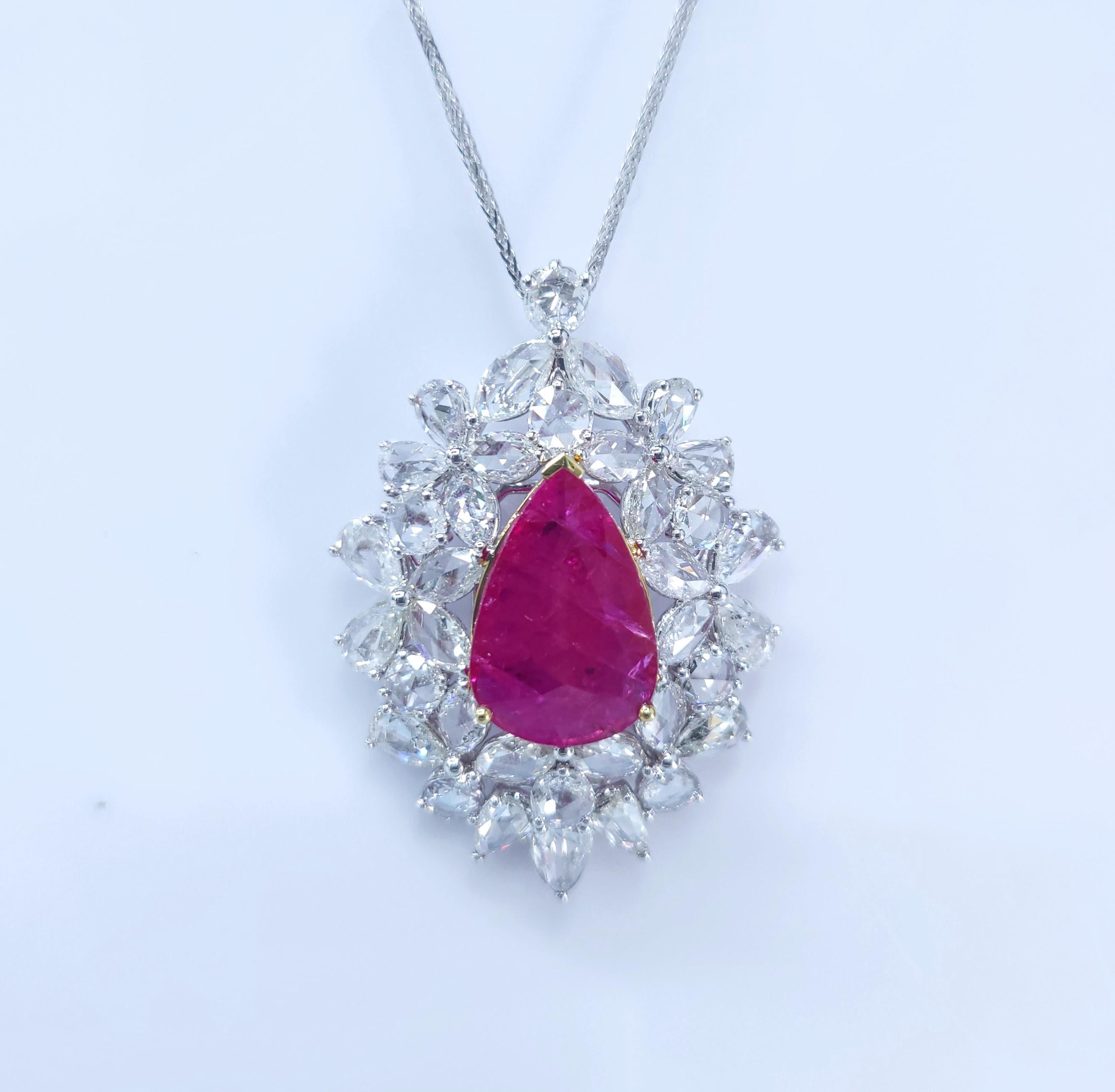 IGI-zertifizierter 6,72 Karat Rubin & Diamant-Cluster-Ring-Anhänger mit 2 Arten im Angebot 7