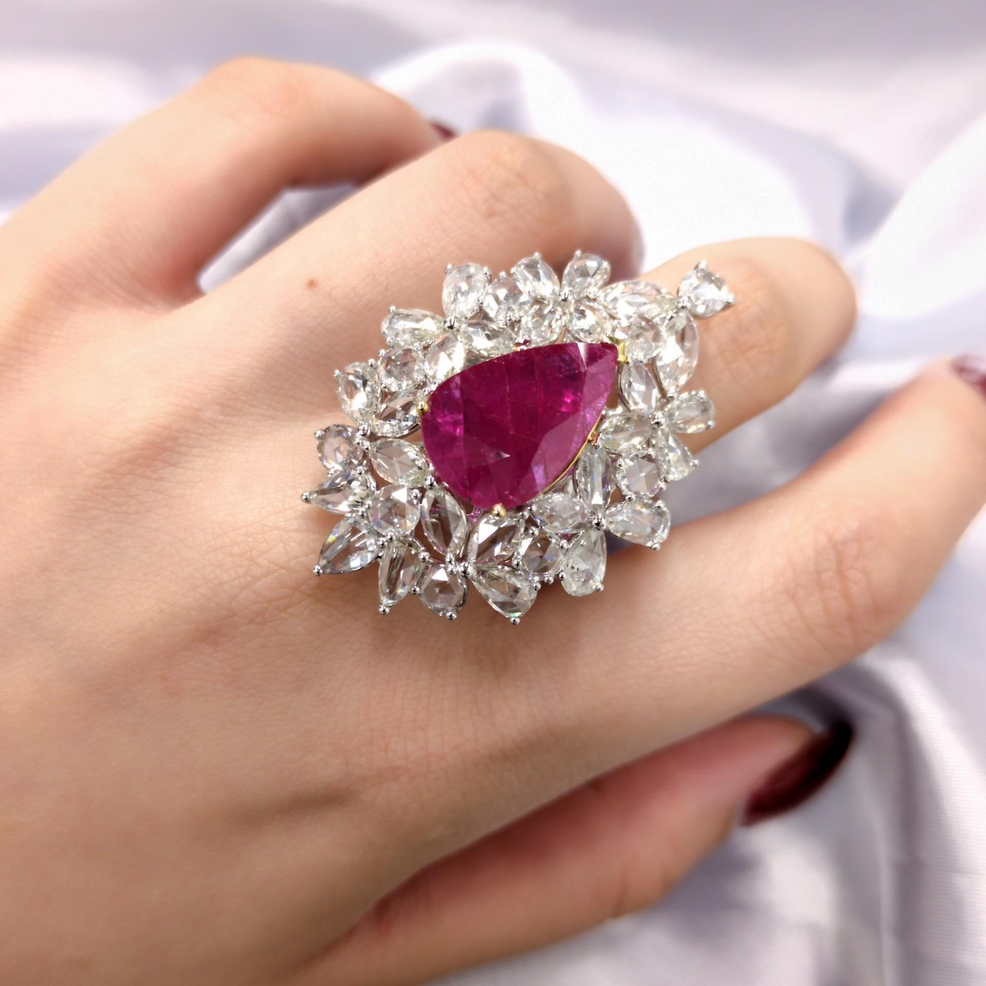 IGI-zertifizierter 6,72 Karat Rubin & Diamant-Cluster-Ring-Anhänger mit 2 Arten im Angebot 12