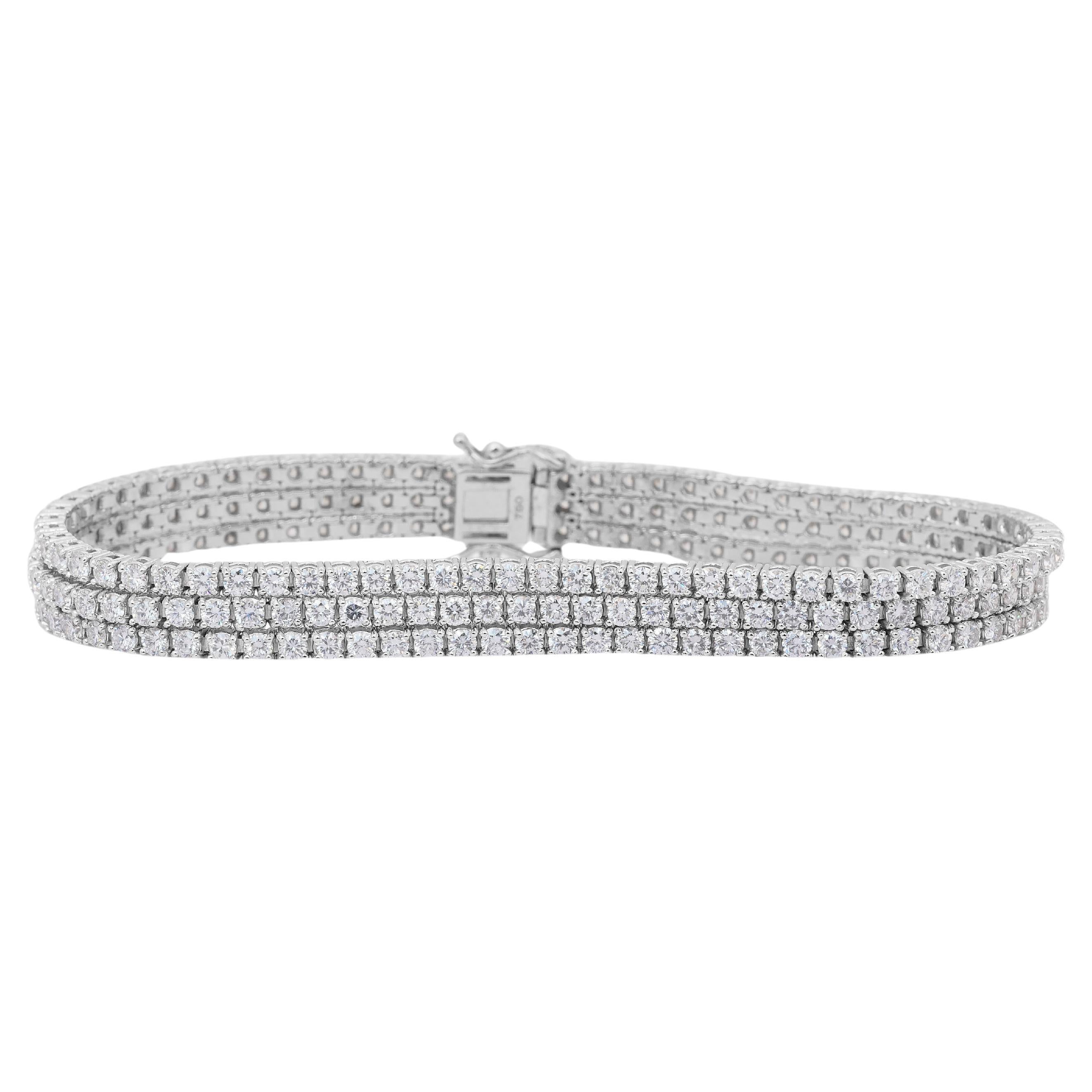 IGI Certified 6.88ct Diamonds Tennis Bracelet in 18k White Gold