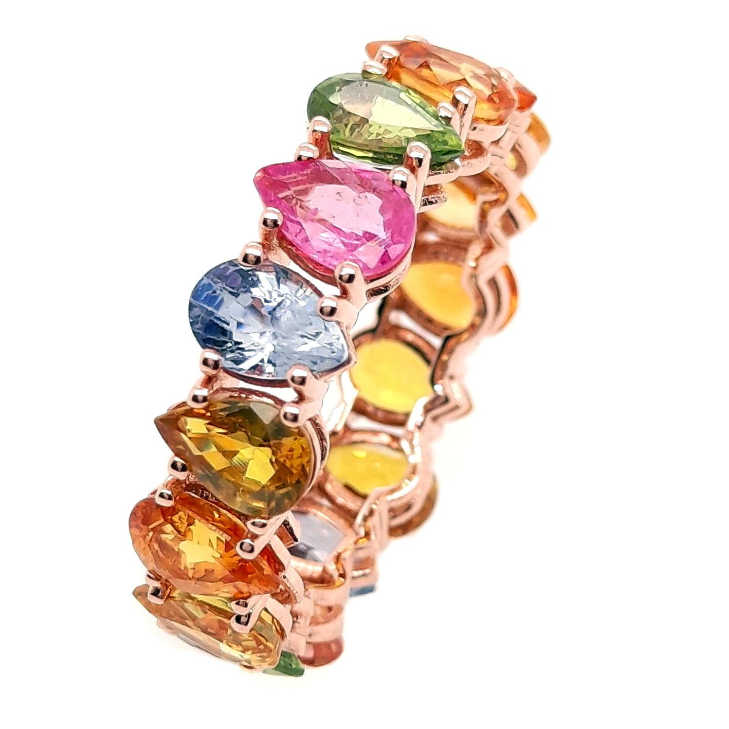 Women's IGI Certified 6.98ct Natural Sapphires 14K Rose Gold Ring For Sale