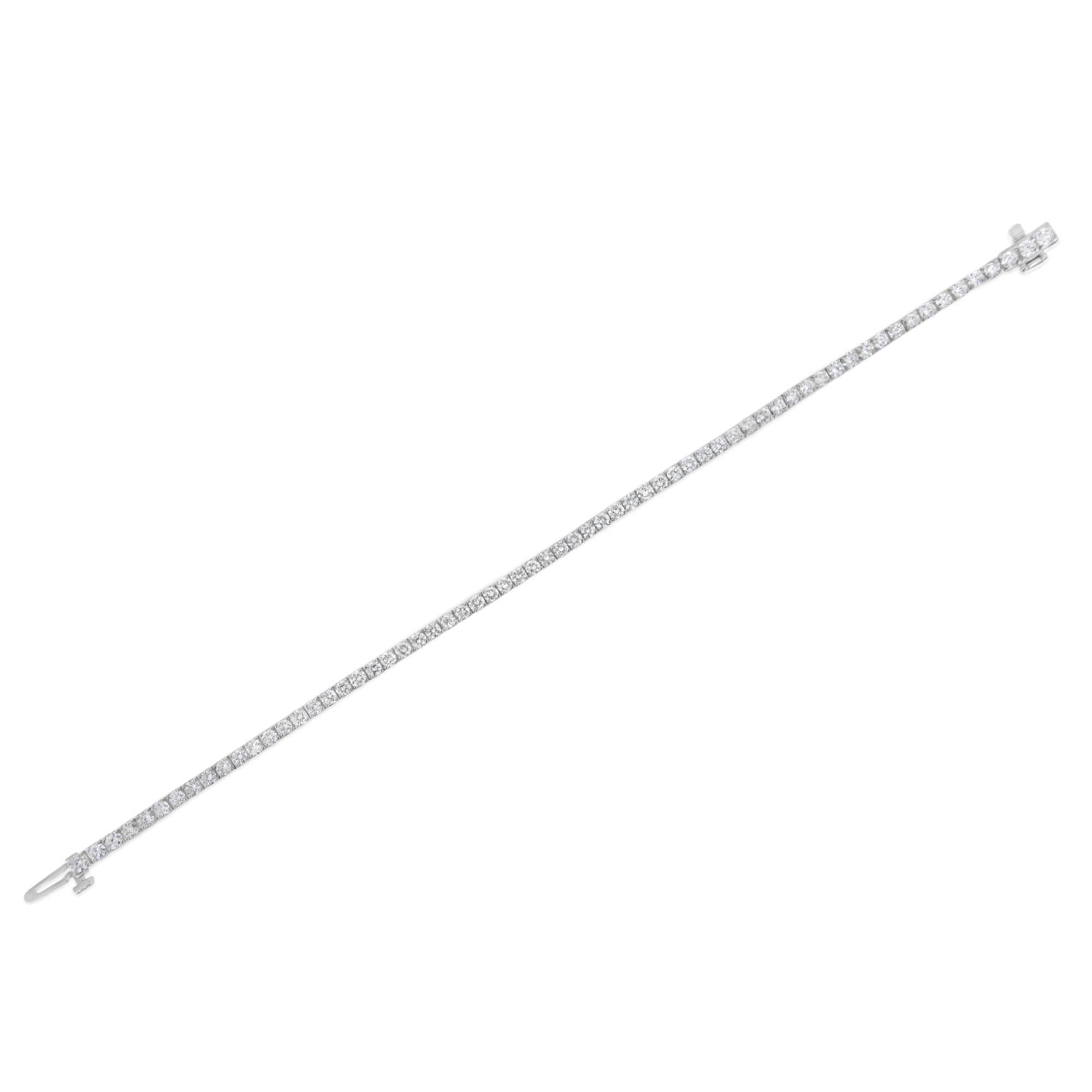 Bracelet tennis classique en or blanc 14K avec diamant certifié IGI de 7,0 ctw Unisexe en vente