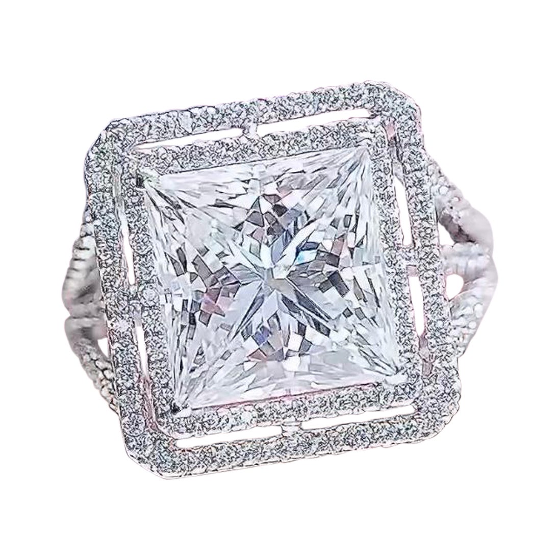 Bague solitaire en or 18 carats avec diamants certifiés IGI de 7,00 carats