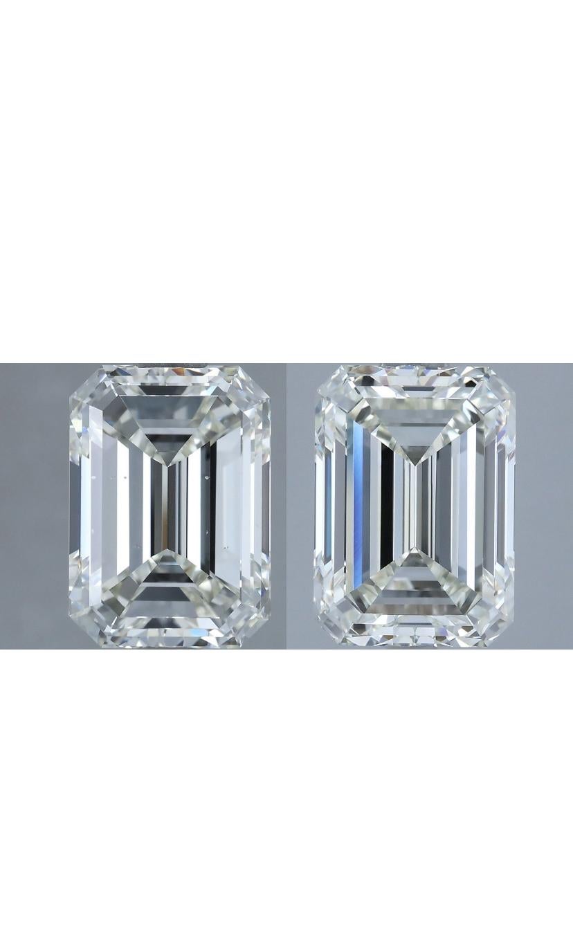 Orecchini in oro 18K con diamanti a forma di smeraldi VS1/VS2 certificati IGI 7,00 carati In condizioni Nuovo in vendita a Massafra, IT