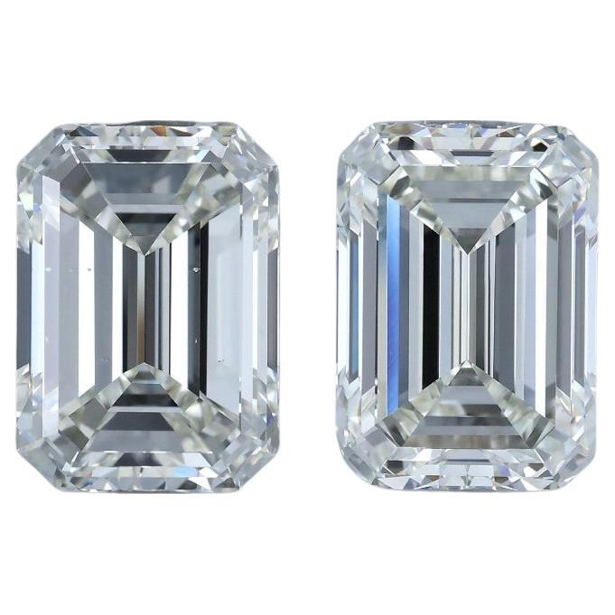 Orecchini in oro 18K con diamanti a forma di smeraldi VS1/VS2 certificati IGI 7,00 carati in vendita