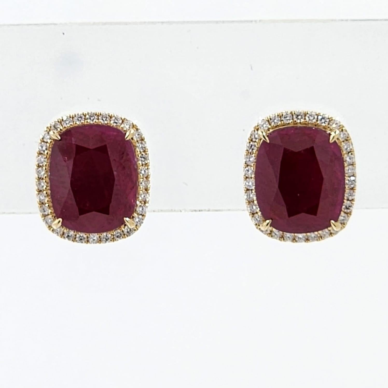 IGI Certified 7.10 Carat Natural Ruby Diamond Stud Earrings For Sale 1