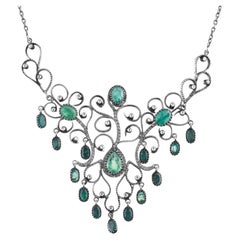 IGI Certified 7.28 Carat Natural Emerald and Diamond Pendant in 8K Gold