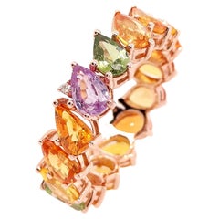 IGI Certified 7.44ct Natural Sapphires and 0.04ct Diamonds 14k Pink Gold Ring