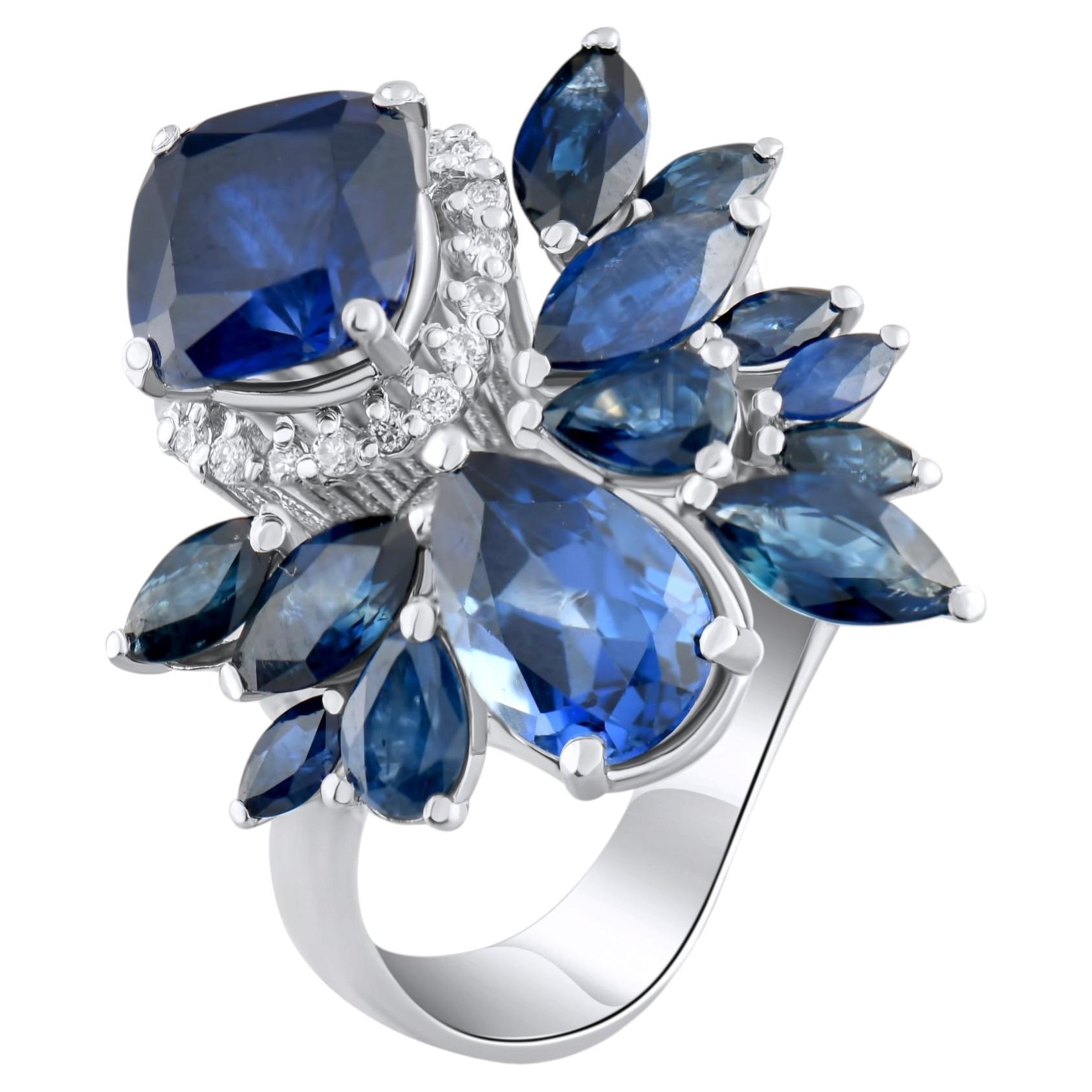 IGI-zertifizierter Statement-Ring aus 14-karätigem Gold mit einem natürlichen Saphir von 7,47 Karat und Diamanten