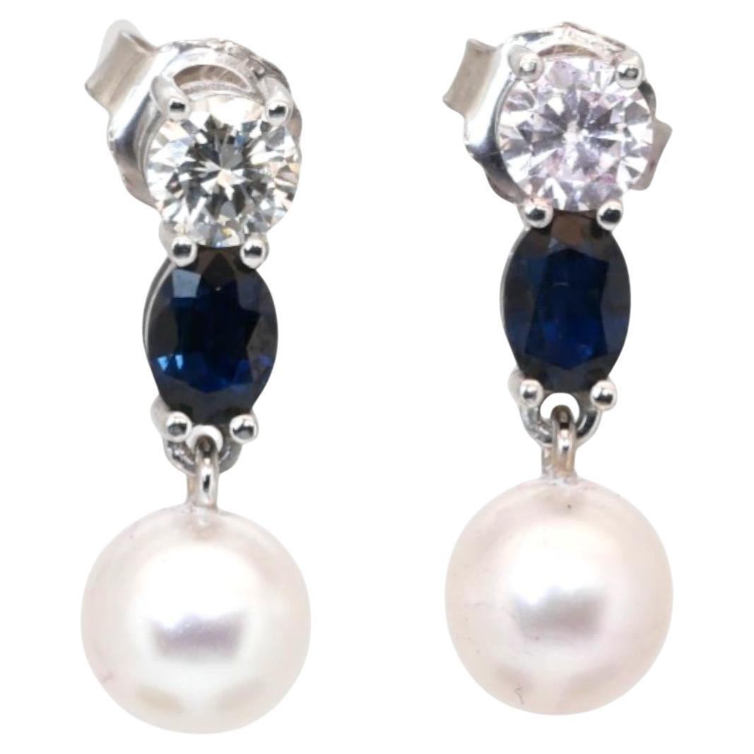 IGI Certified 7.47ct Drop Earrings in 18k White Gold