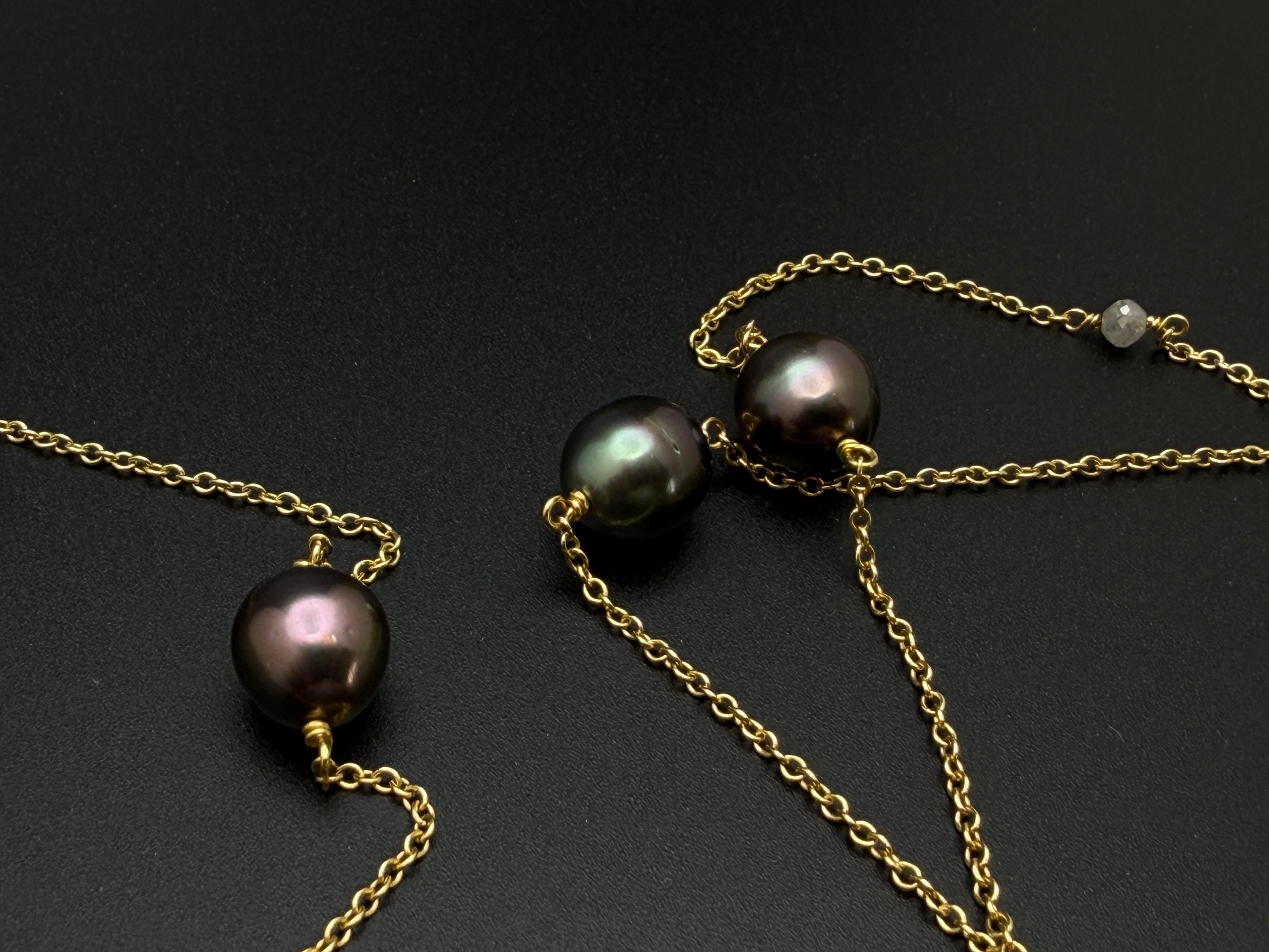 Taille coussin Collier en or jaune 18K certifié IGI 7.50 CT Fancy Grey Diamond & Black Pearl en vente