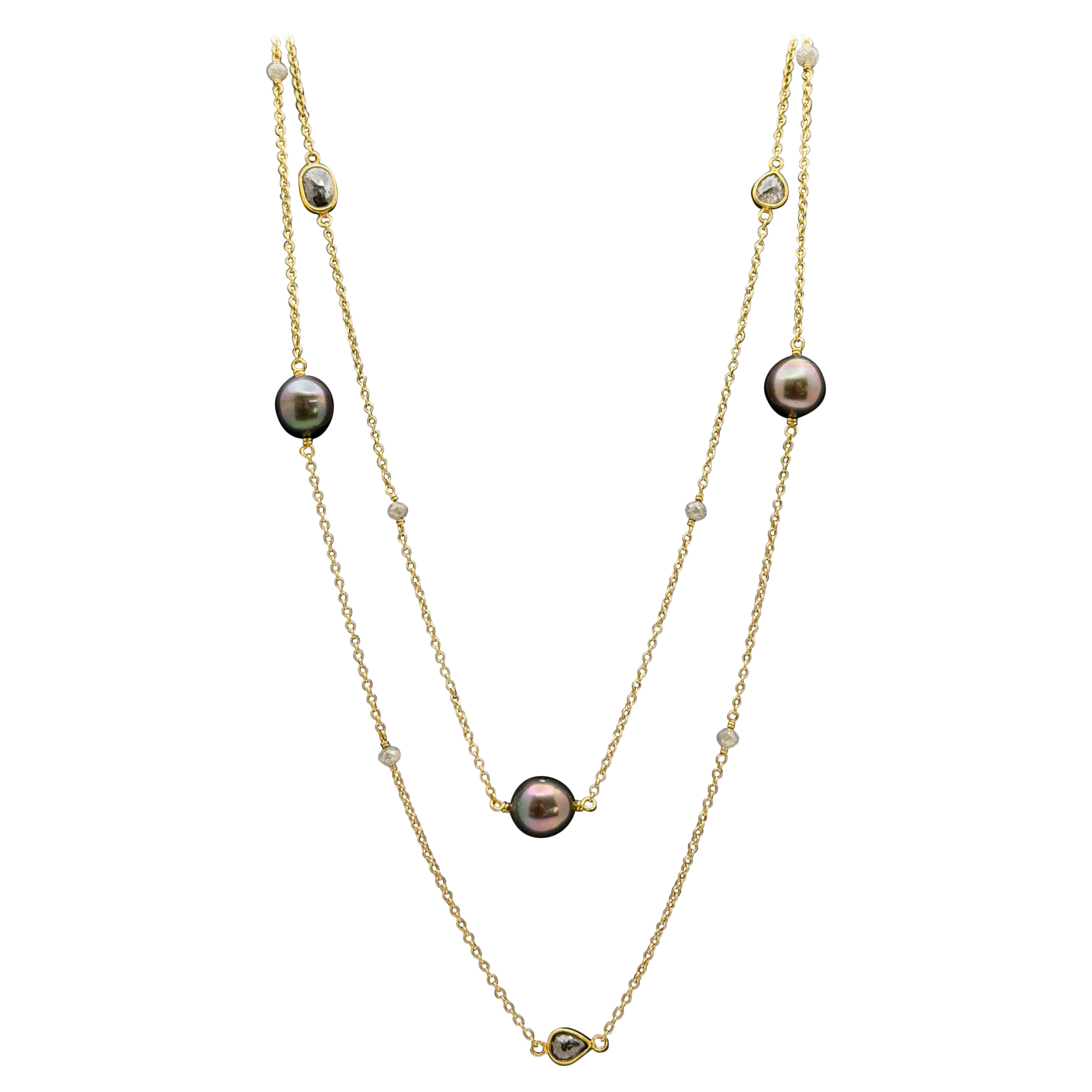Collier en or jaune 18K certifié IGI 7.50 CT Fancy Grey Diamond 
Black Pearl en vente