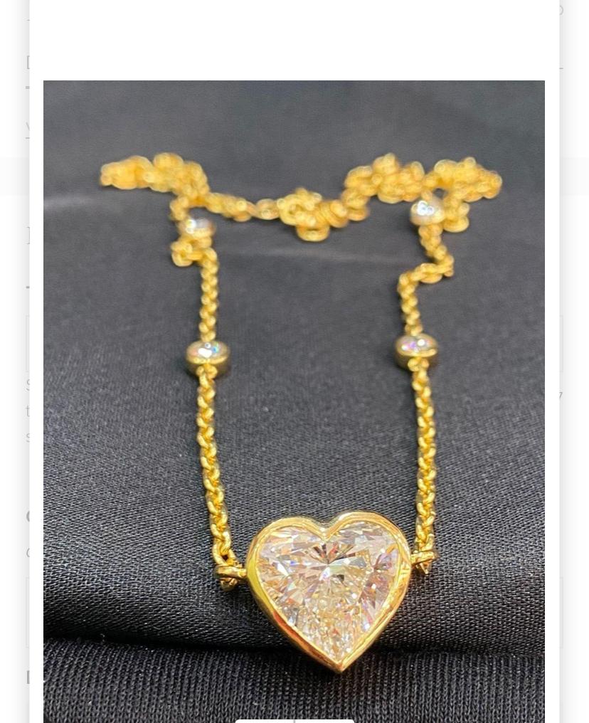 Collana in oro 18K con diamanti a cuore certificati IGI da 7,50 carati in vendita 1