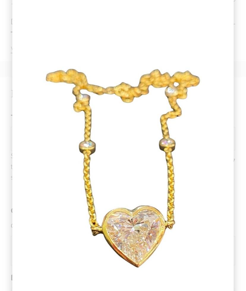 Collana in oro 18K con diamanti a cuore certificati IGI da 7,50 carati in vendita 2