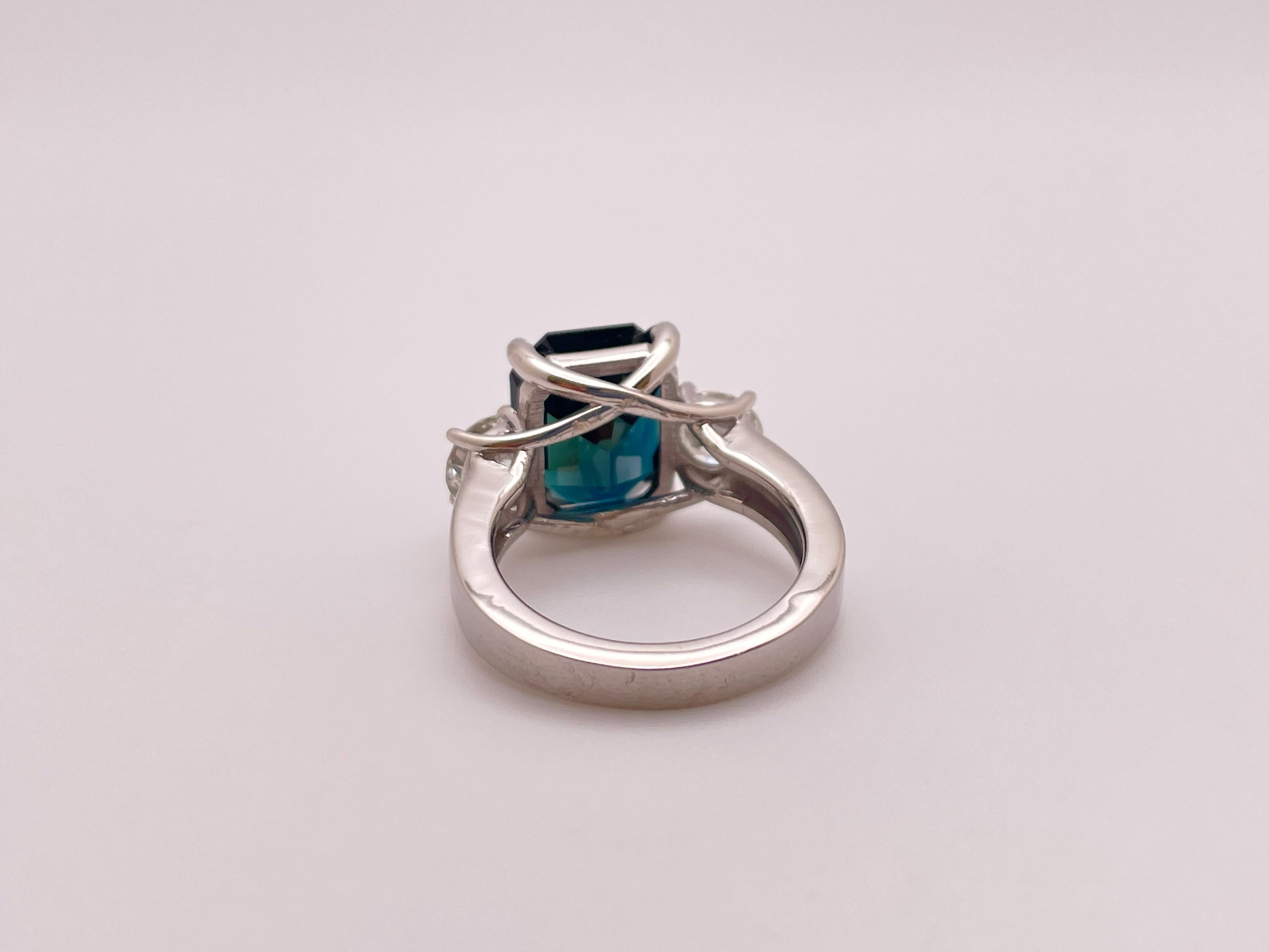 IGI Certified 7.51 Carat Sapphire Diamond 14K White Gold Engagement Ring 5
