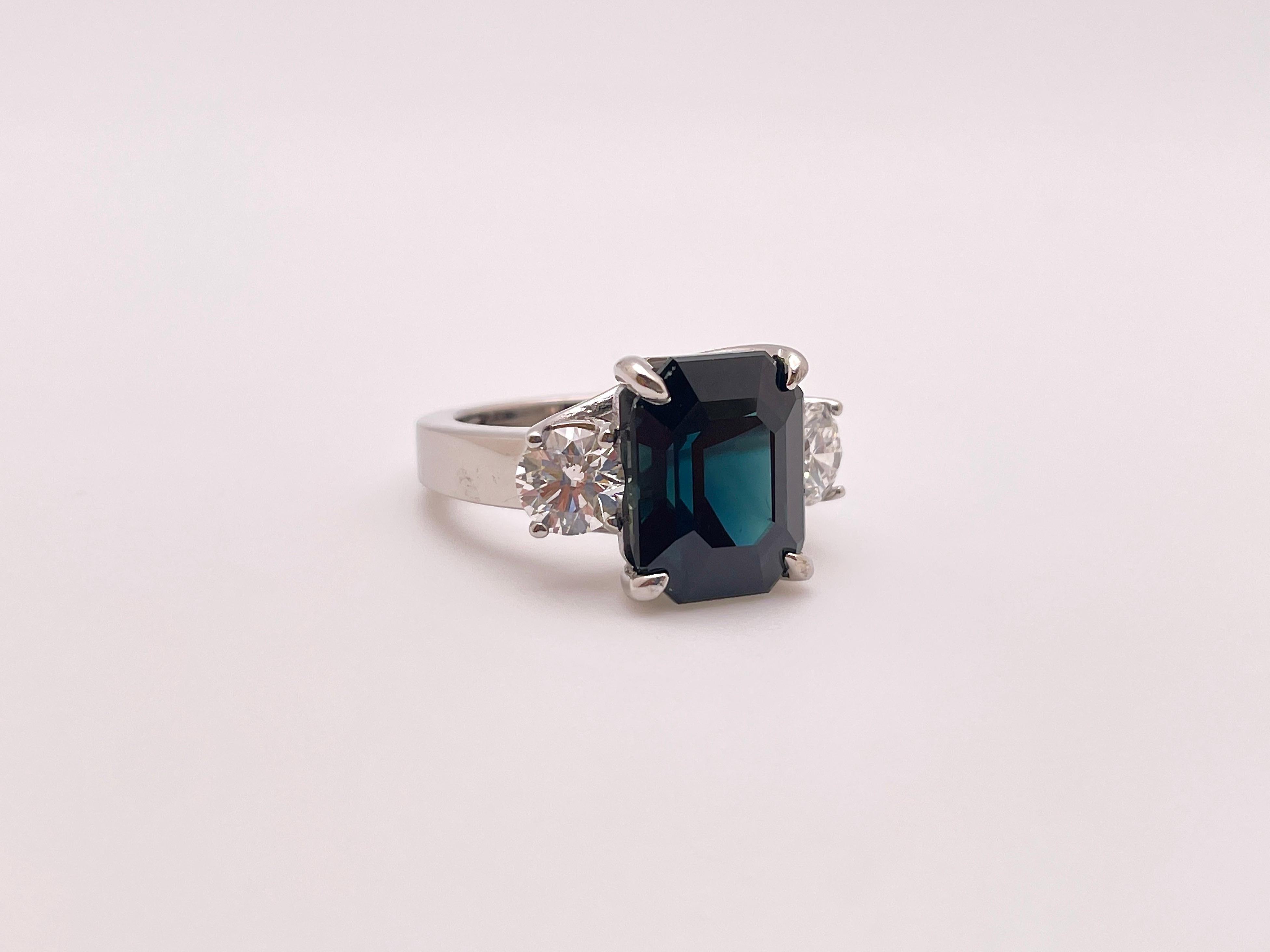 IGI Certified 7.51 Carat Sapphire Diamond 14K White Gold Engagement Ring 3
