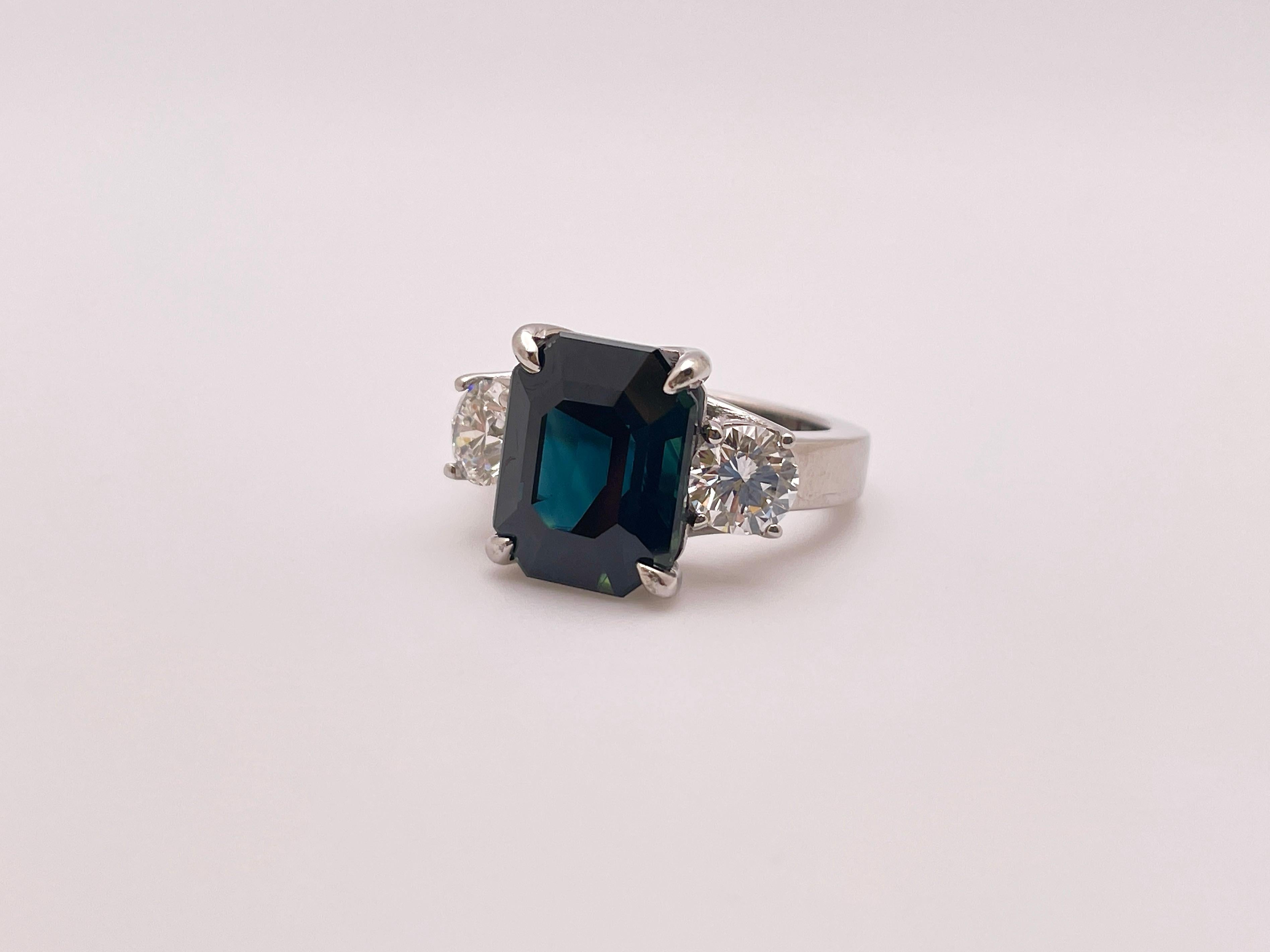 IGI Certified 7.51 Carat Sapphire Diamond 14K White Gold Engagement Ring 4